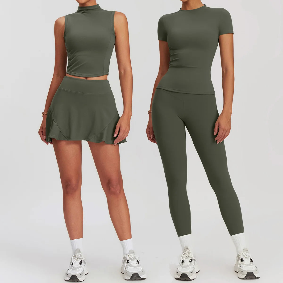 Tennis Skirt Leggings Tank Shorts Suit Yoga Gym Sets