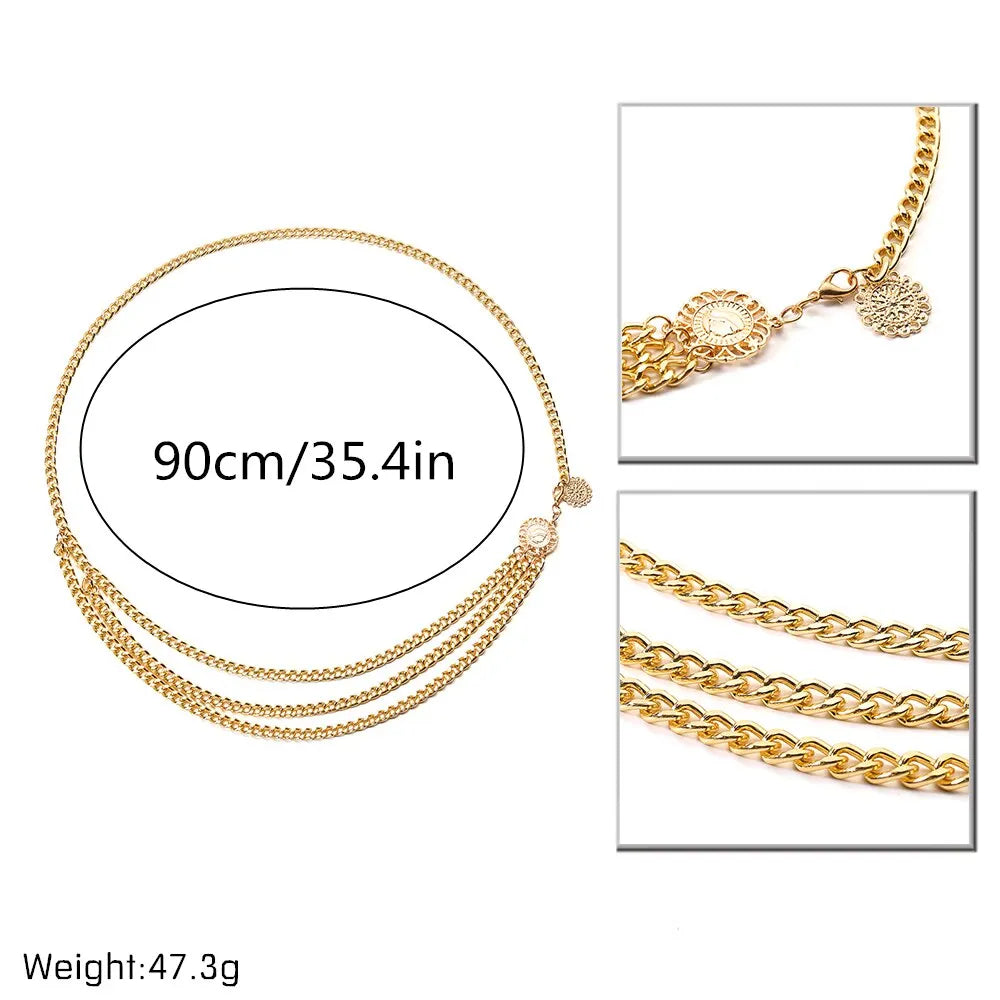 Boho Head Coin Tassel Pendant Waist Belly Belt Chain