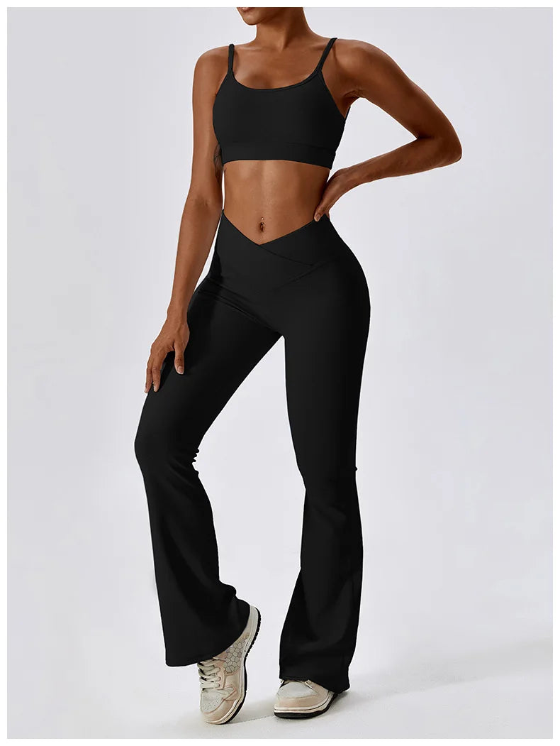 Rib Tracksuits Sports Bra Gym Leggings Sports Suits