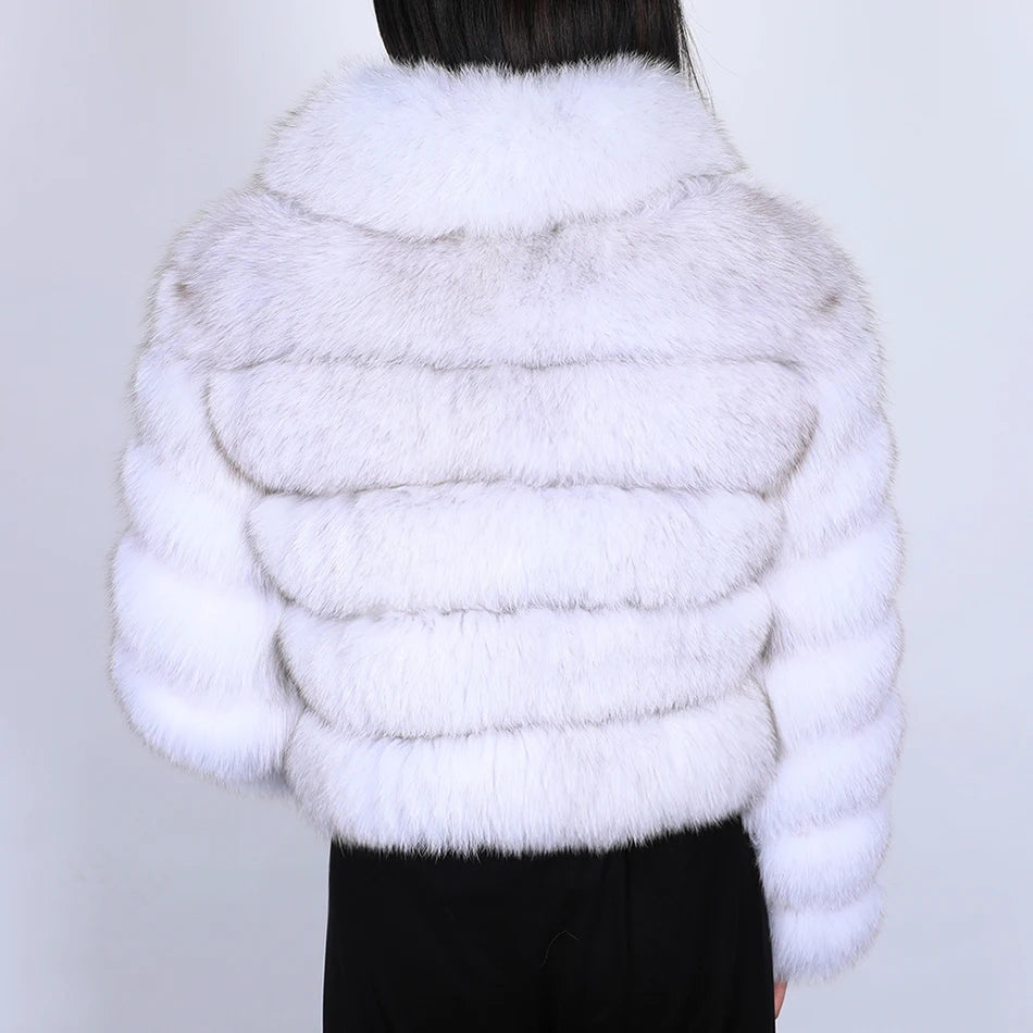 Women Winter Short collar Natural real Fox Fur