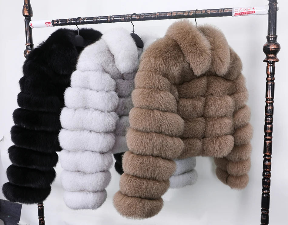 Women Winter Short collar Natural real Fox Fur