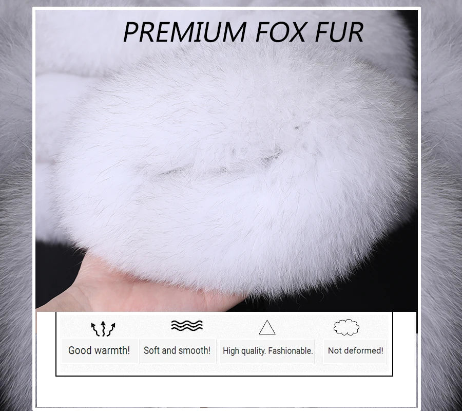 Women Winter Short collar Natural real Fox Fur