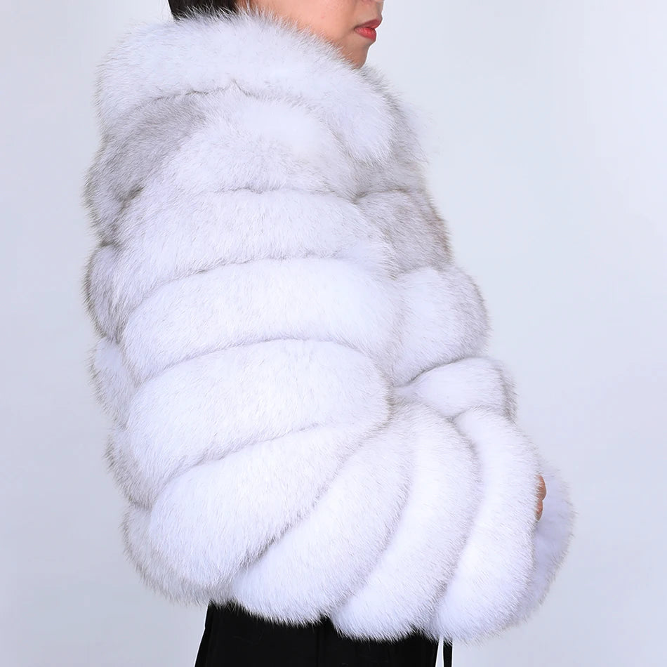 Women Winter Short collar Natural real Fox Fur