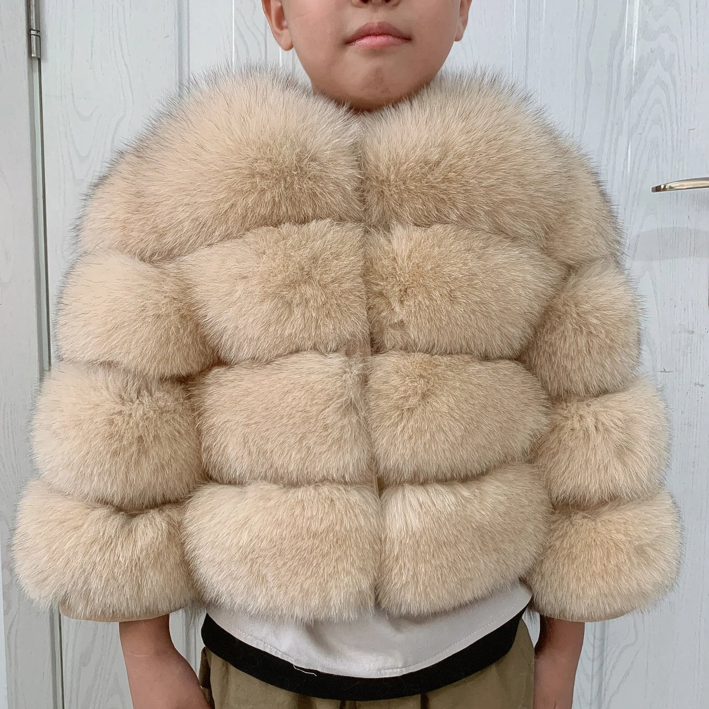 Children's fur jacket real fox fur