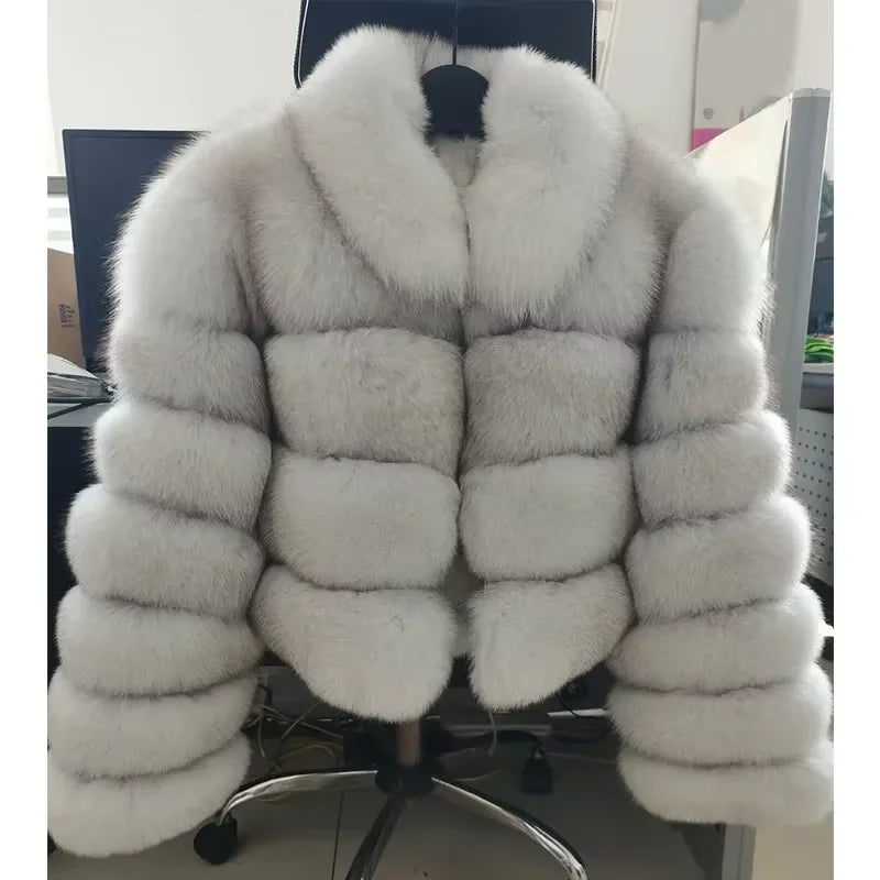 Women Winter Short collar Natural real Fox Fur