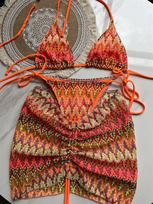 Women multi colour Three-Piece bikini