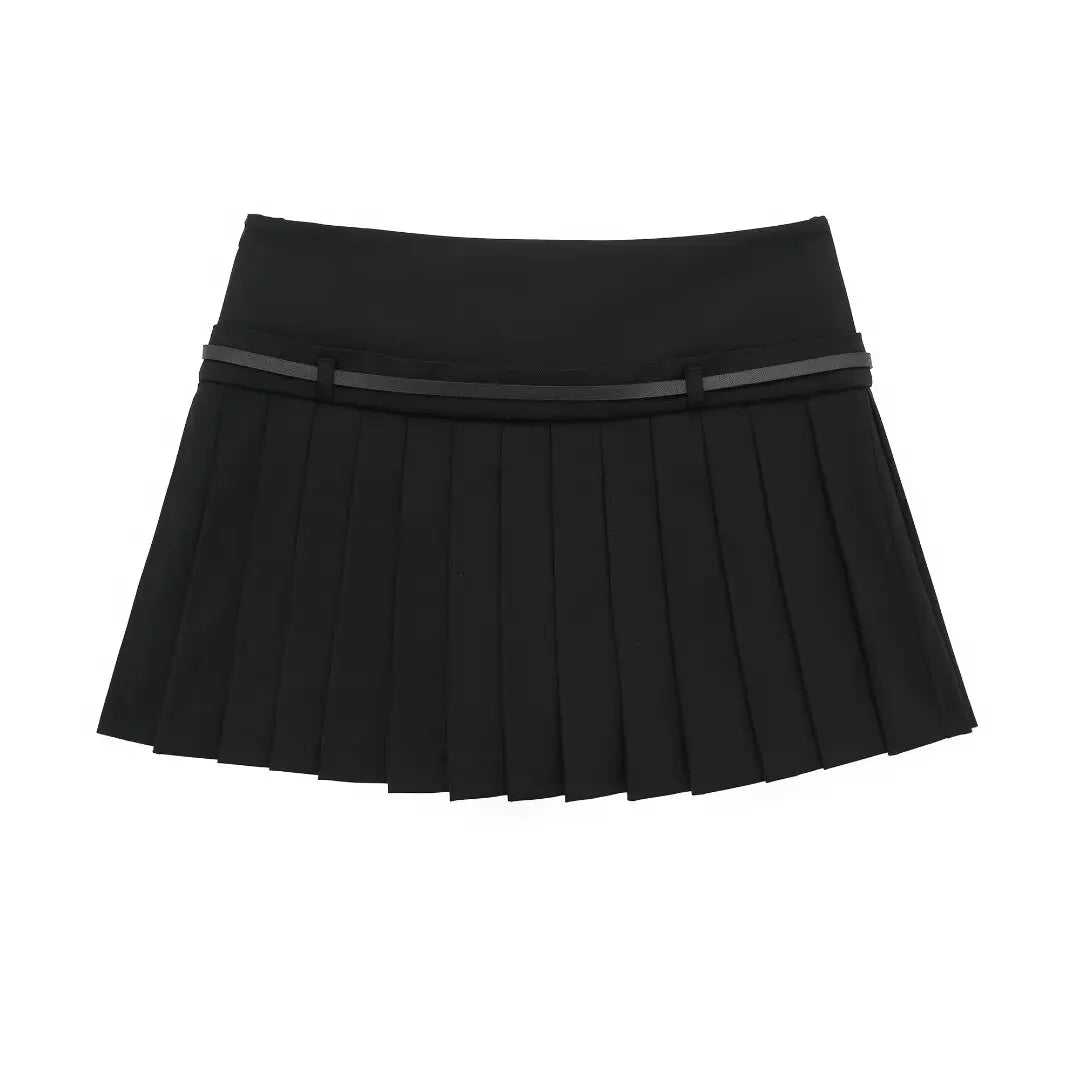 Box Pleated belted Mini Skirts