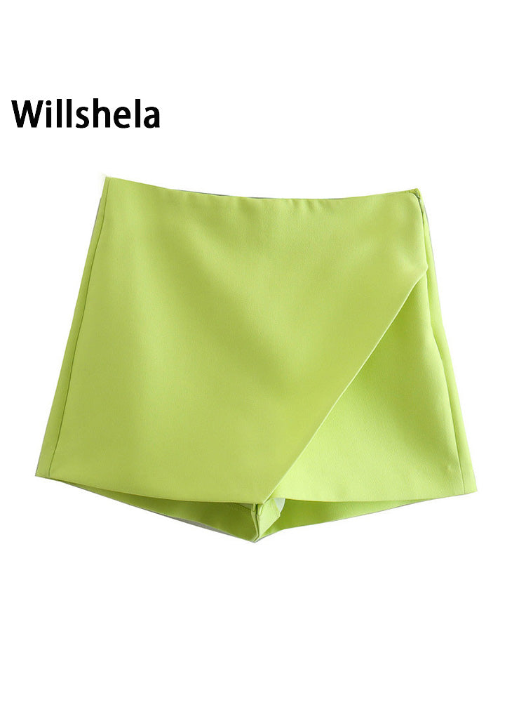 high waist solid skort