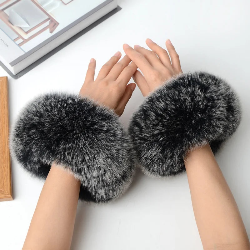 Real Fox Fur Cuffs Arm Sleeve Warmer