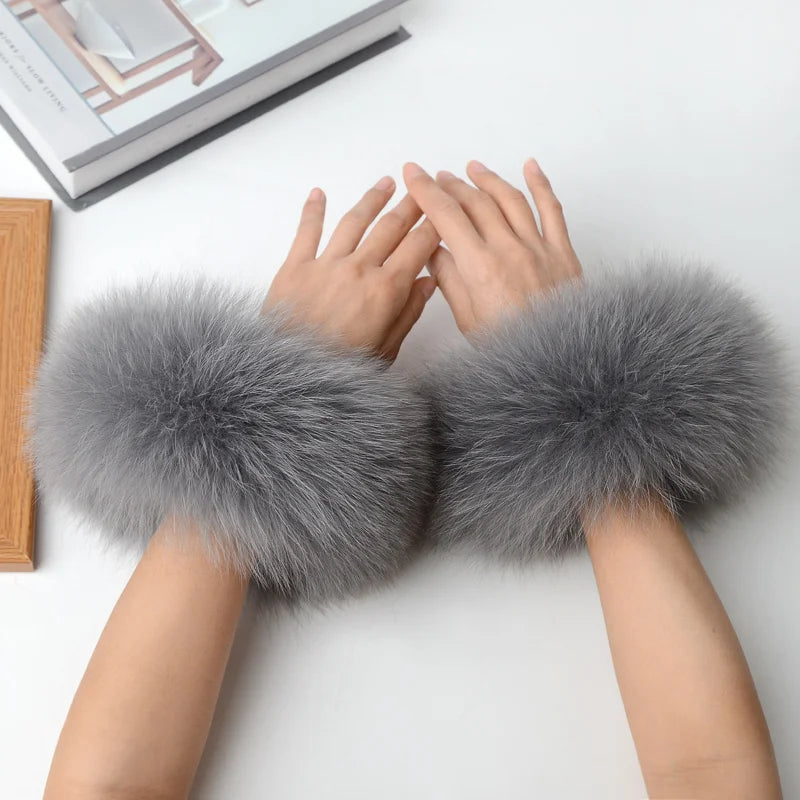 Real Fox Fur Cuffs Arm Sleeve Warmer