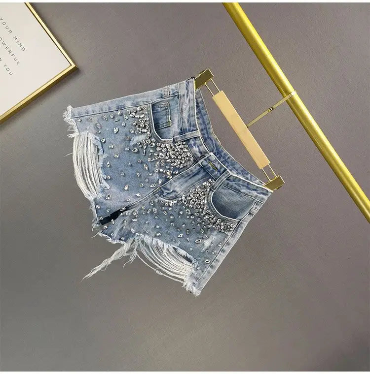 Jeans High Waist Distressed Diamond shorts