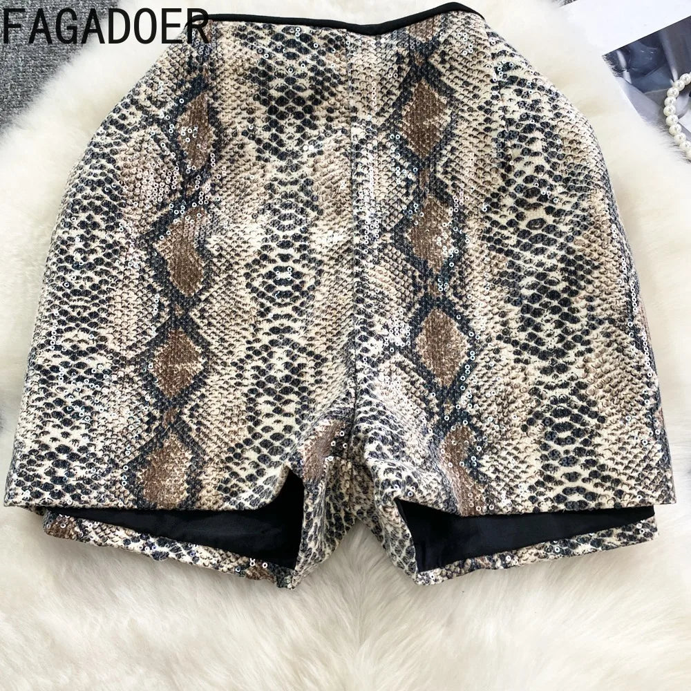 animal print sequin shorts