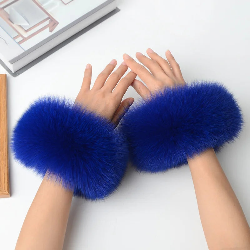 Real Fox Fur Cuffs Arm Sleeve Warmer