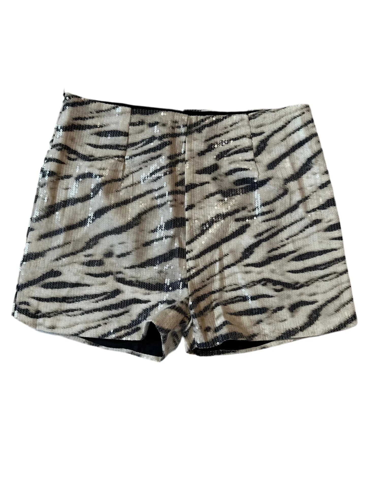 animal print sequin shorts