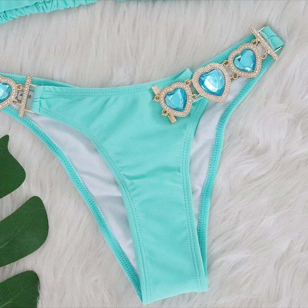 gemstone halter bikini with gemstone headband