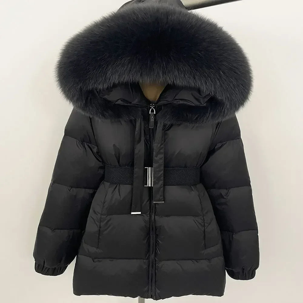 90% Duck Down Coat Female Winter Real Raccoon Fur Jacket