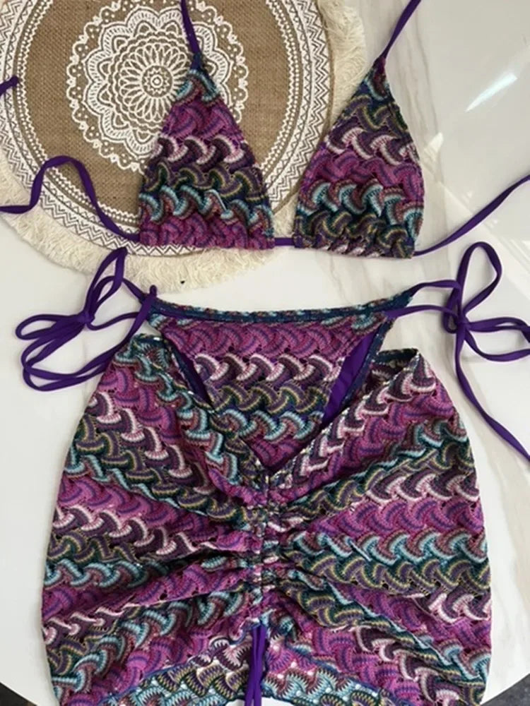 Women multi colour Three-Piece bikini