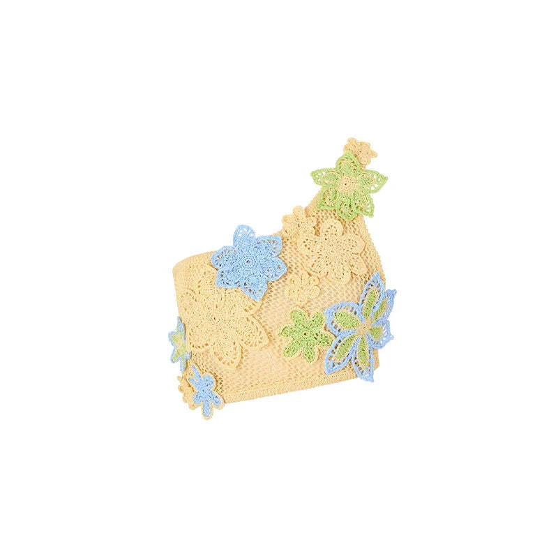 Flower crochet maxi skirt, vest top and bikini top