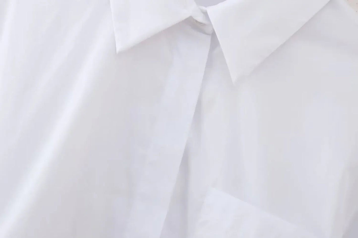 Unique Belted White Lapel Cropped Shirt