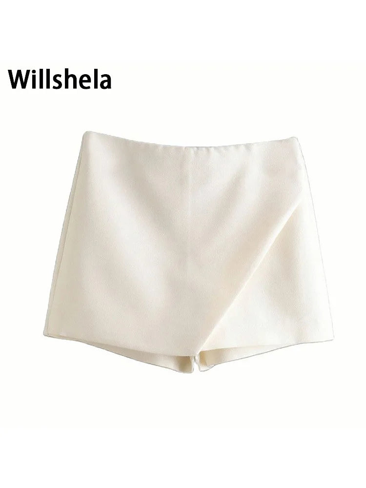 high waist solid skort