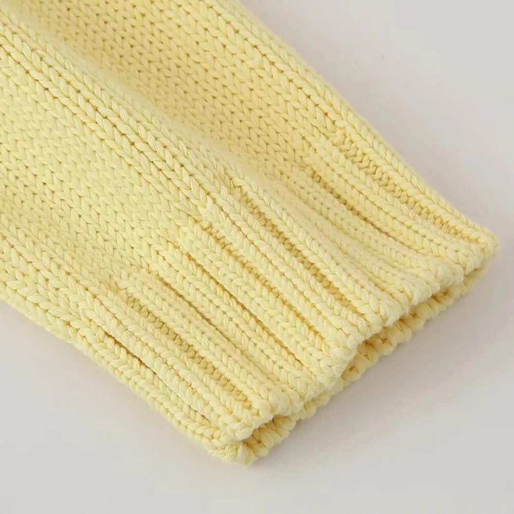 Knitted Cardigans for Women Sweater Yellow Diamonds Long Sleeve