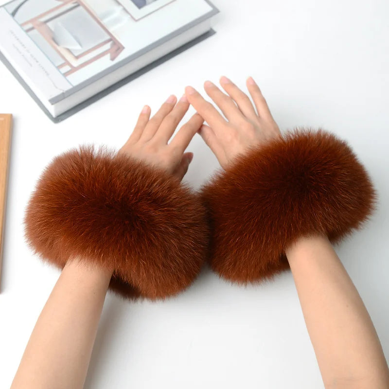 Real Fox Fur Cuffs Arm Sleeve Warmer