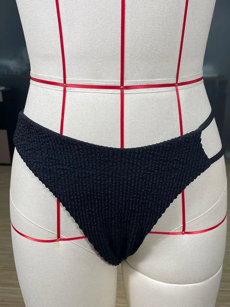 3 piece ribbed texture Bikini