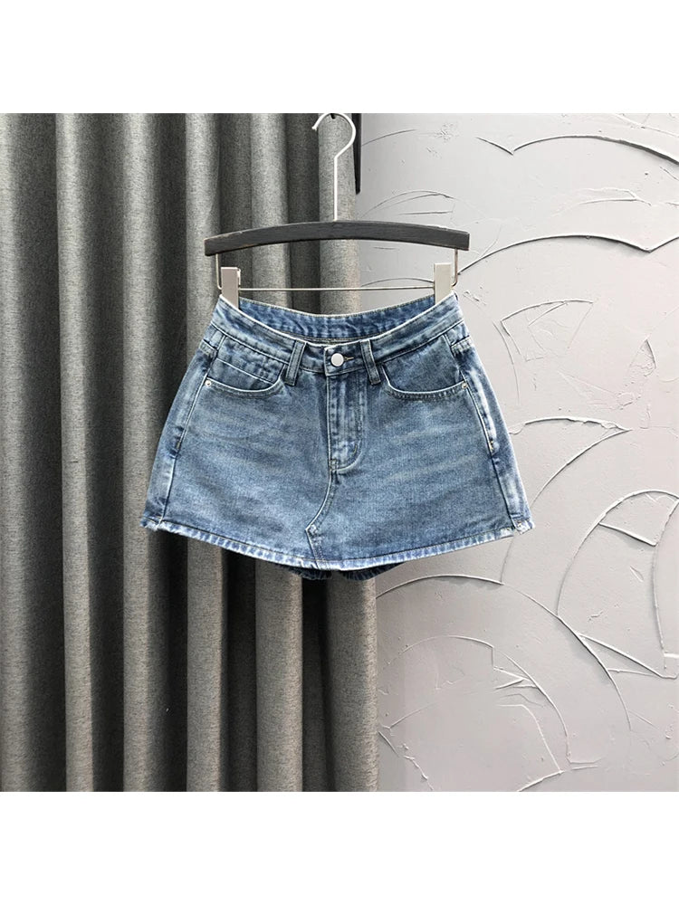 Denim womens skort