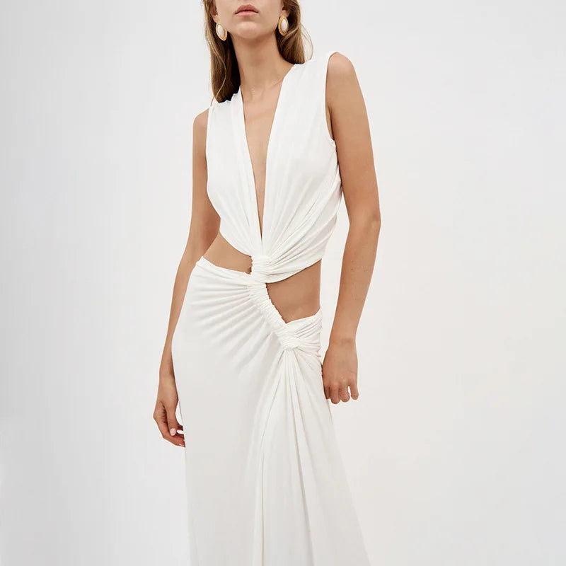 Sexy Deep V Cut Out Slit Maxi Dress