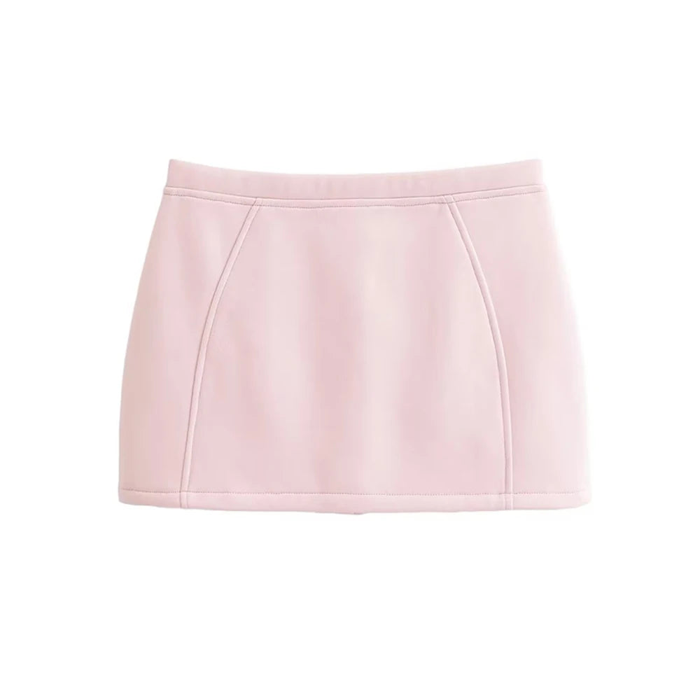 Zip Cropped Sweatshirt And Mid Waist Back Zipper Mini Skirt