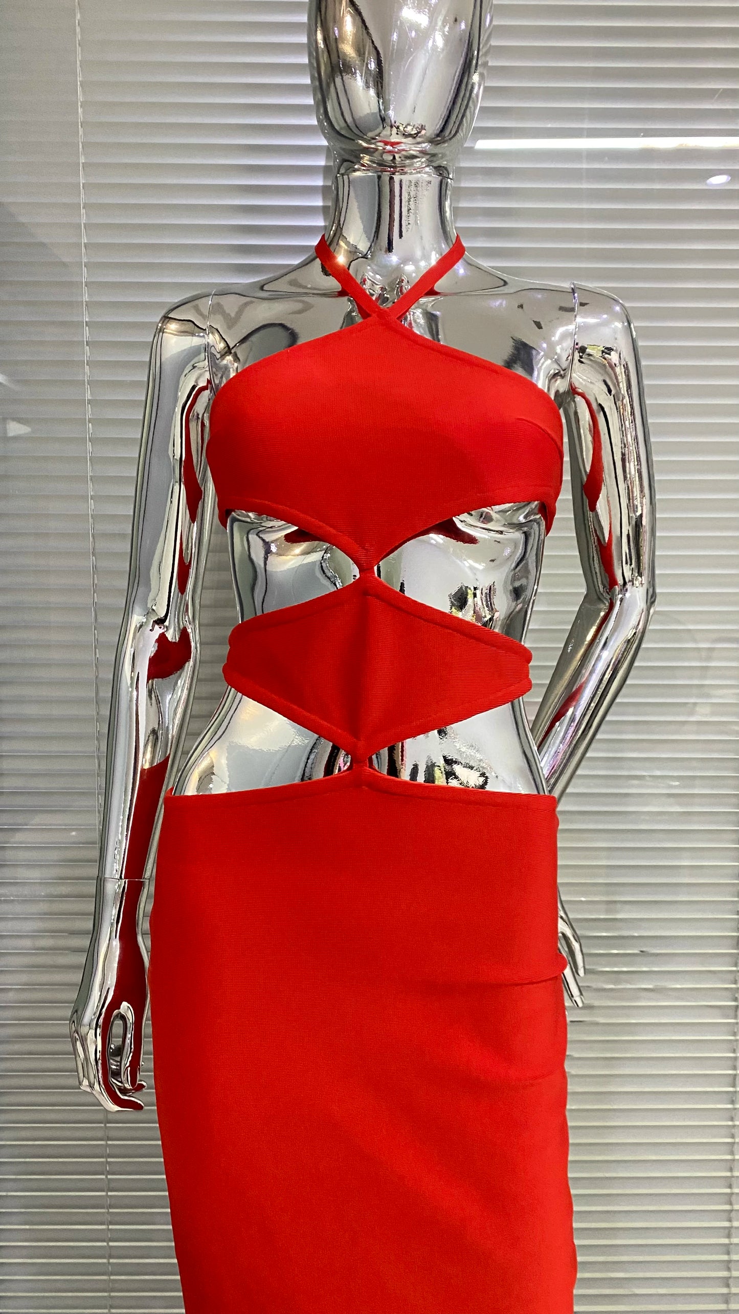 Red Cut Out Bodycon dress