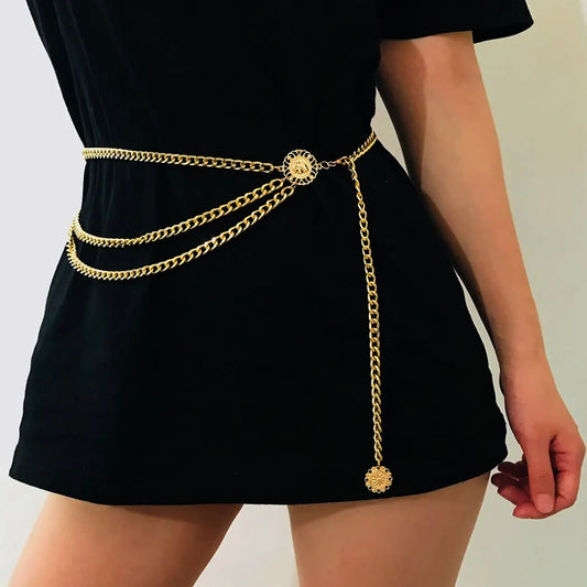 Boho Head Coin Tassel Pendant Waist Belly Belt Chain