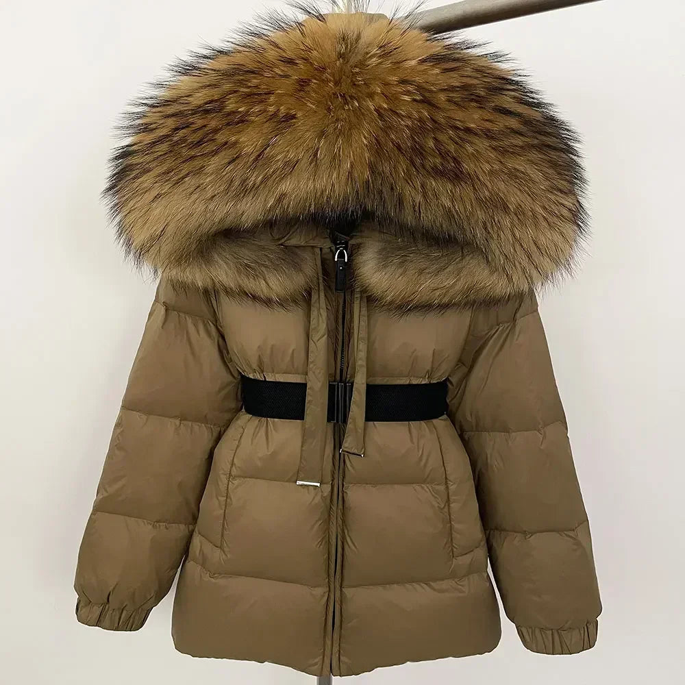 90% Duck Down Coat Female Winter Real Raccoon Fur Jacket