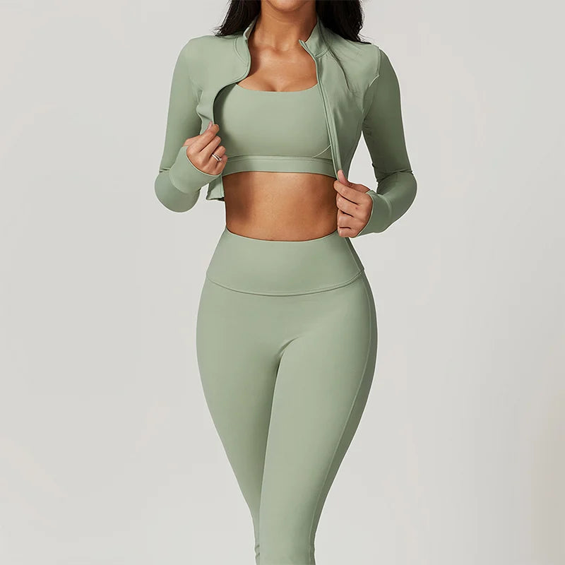 Active Wear 3 Pieces Workout Clothes For Women