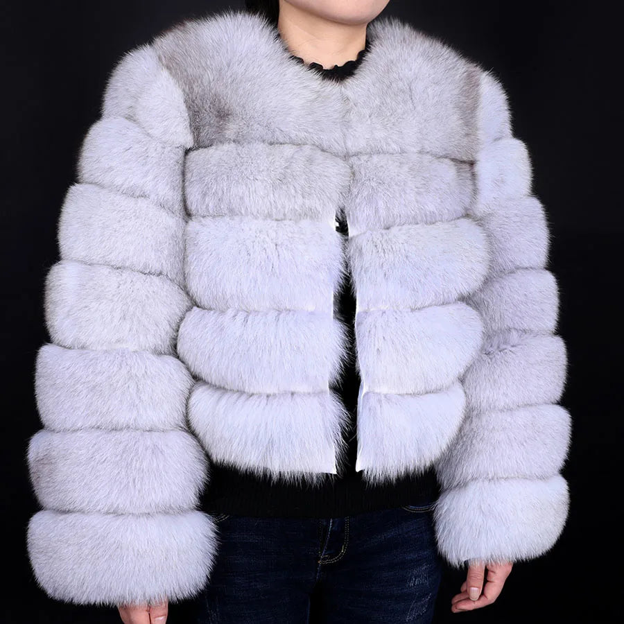 Women Winter Short collar Natural real Fox Fur