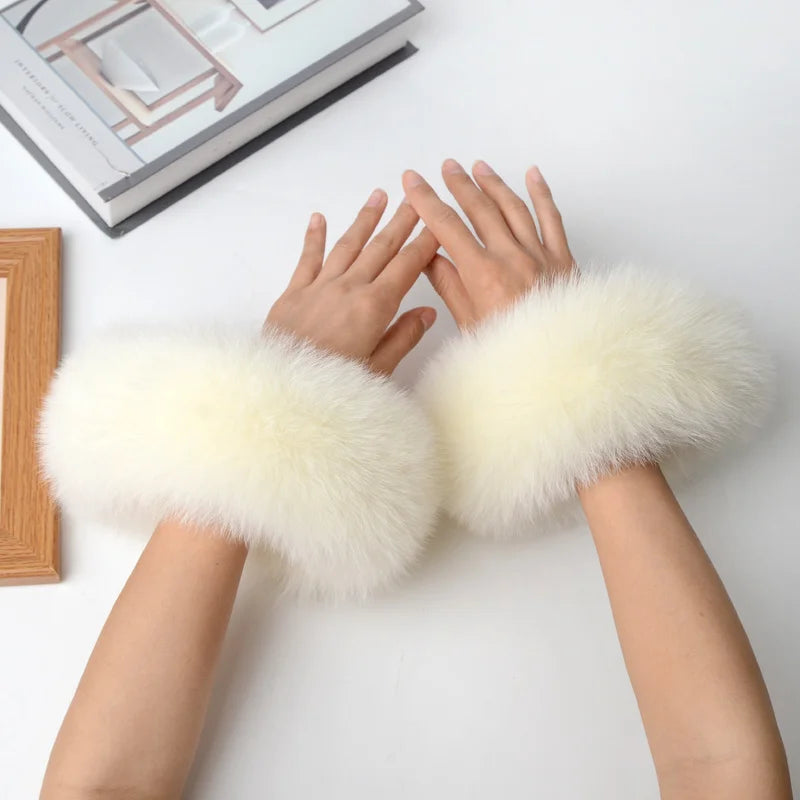 Real Fox Fur Cuffs Arm Sleeve Warmer