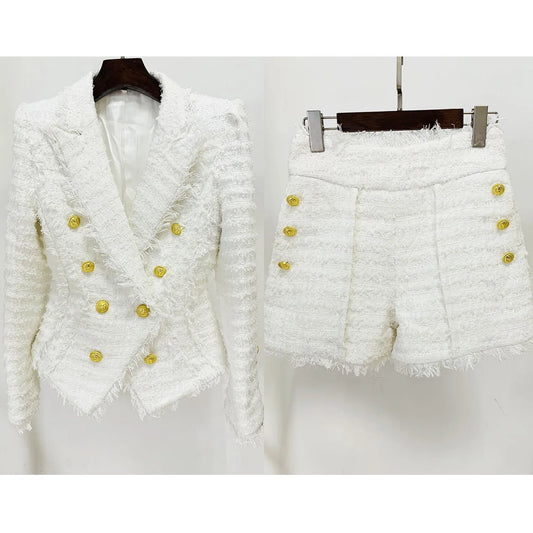 Double Breasted White Jackets Tweed