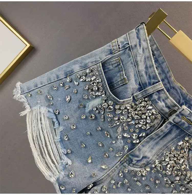 Jeans High Waist Distressed Diamond shorts