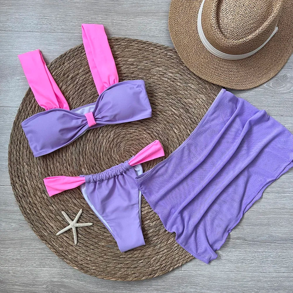 3 Pieces Bikini set with mini skirt