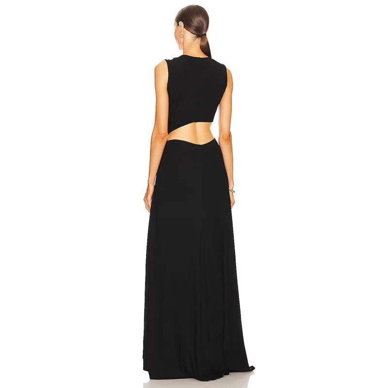 Sexy Deep V Cut Out Slit Maxi Dress