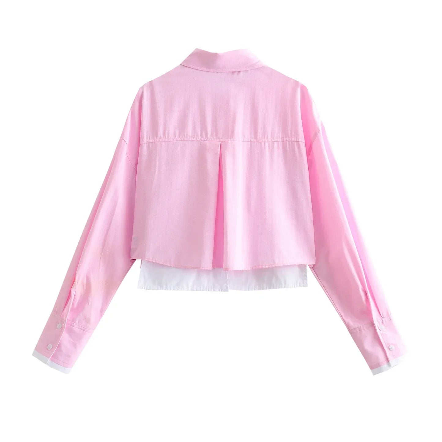 cropped Blouse Shirt Women Long Sleeve