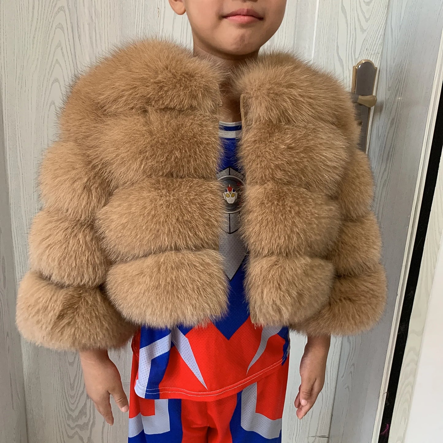 Children's fur jacket real fox fur