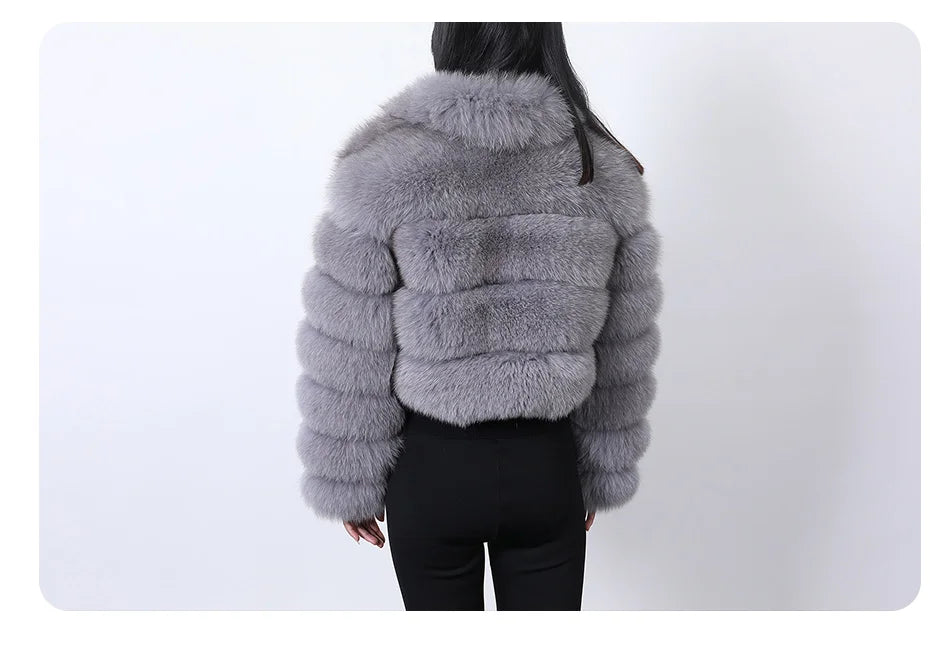 Women Winter Short collar Natural real Fox Fur