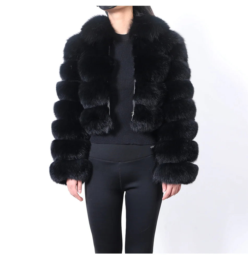 Women Winter Short collar Natural real Fox Fur