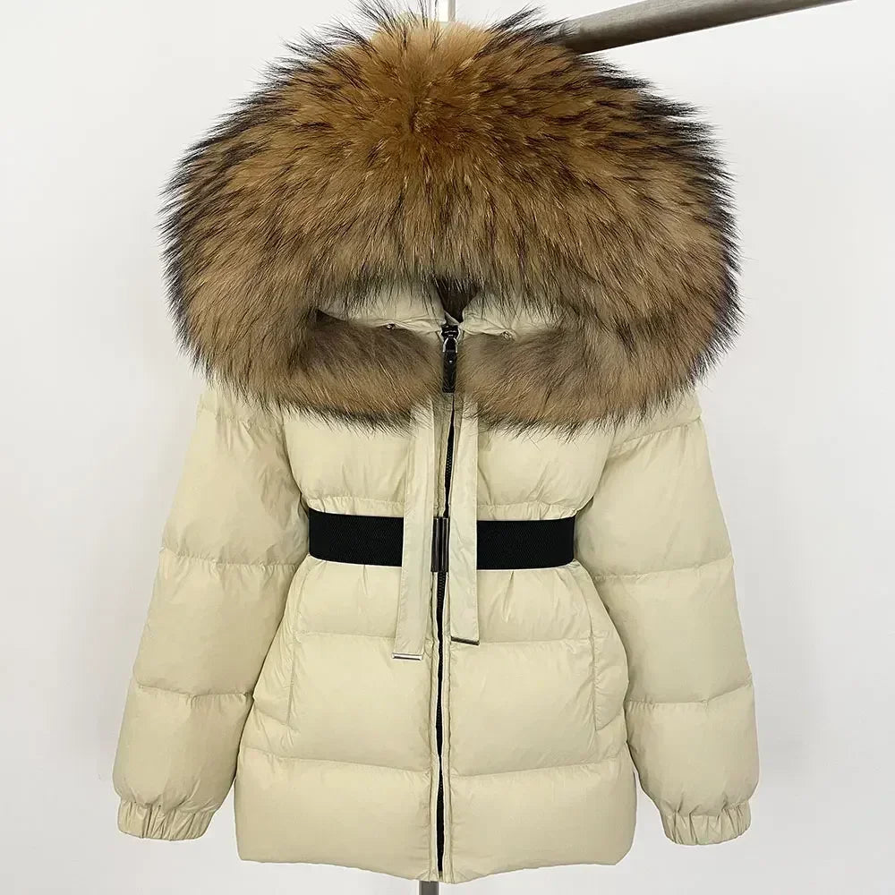 90% Duck Down Coat Female Winter Real Raccoon Fur Jacket