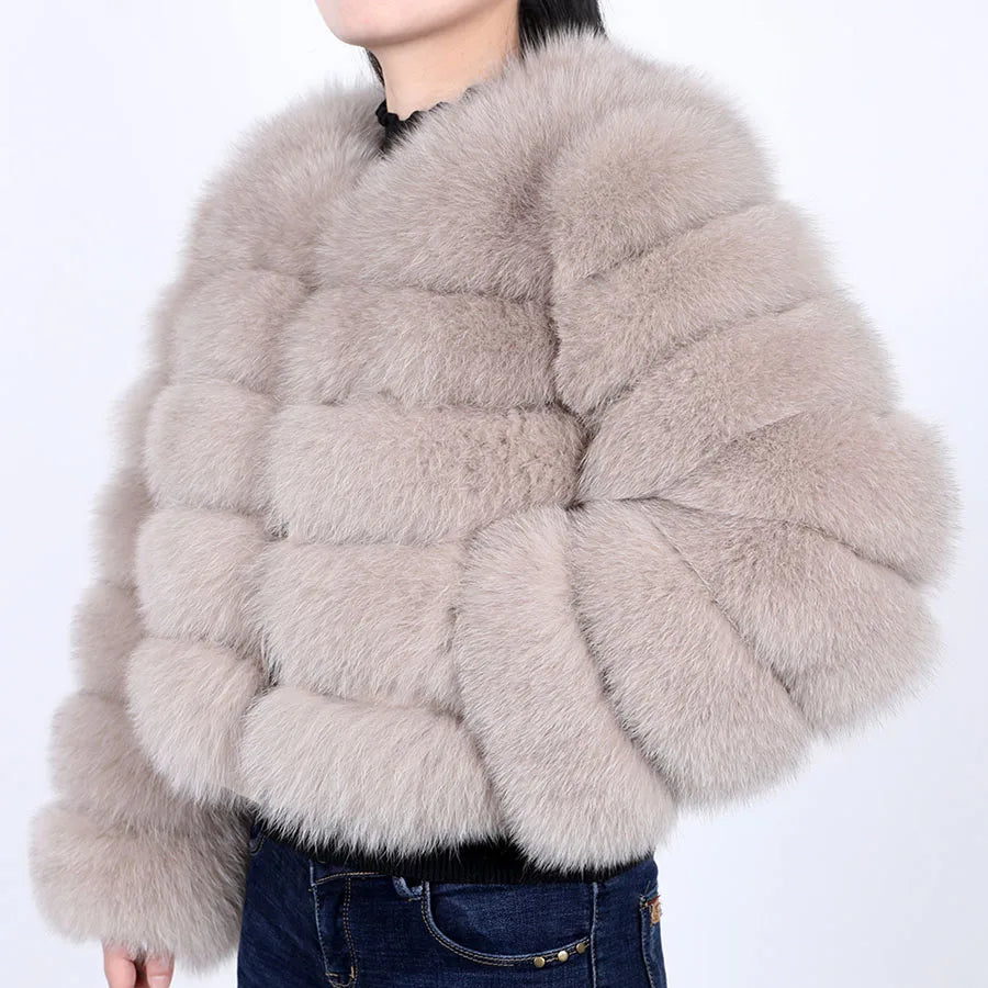 Women Winter Short collar Natural real Fox Fur