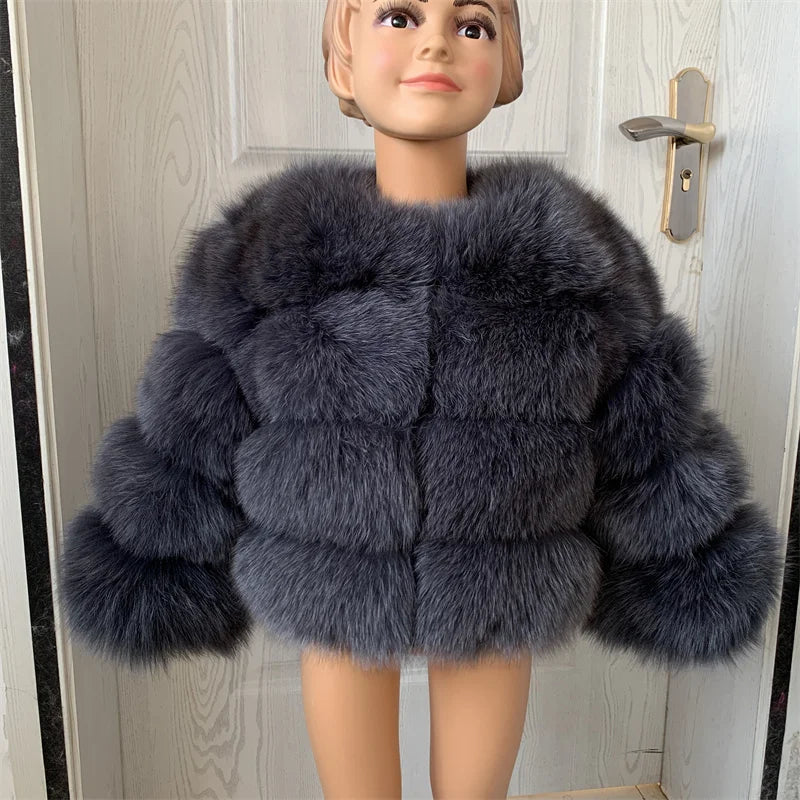 Children's fur jacket real fox fur