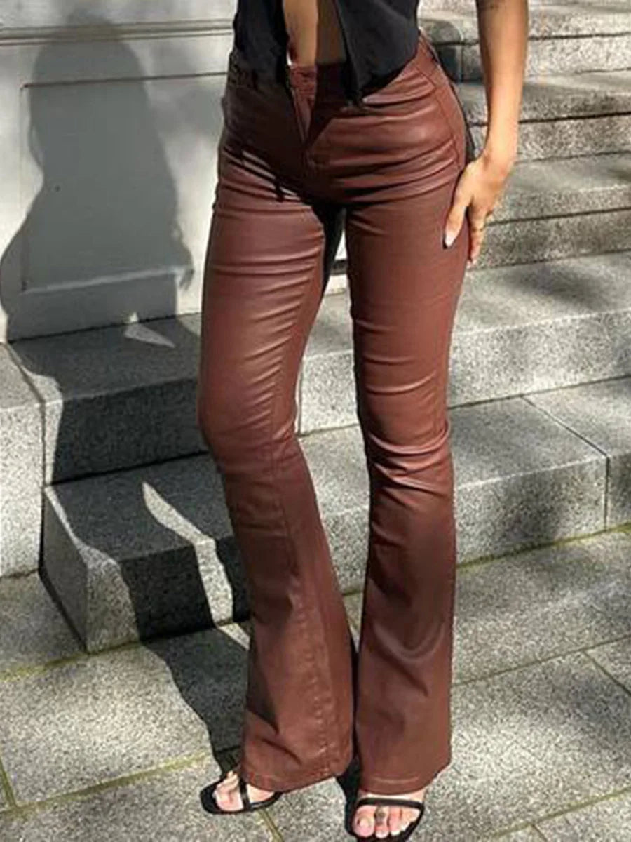 Faux Leather Flare Pants