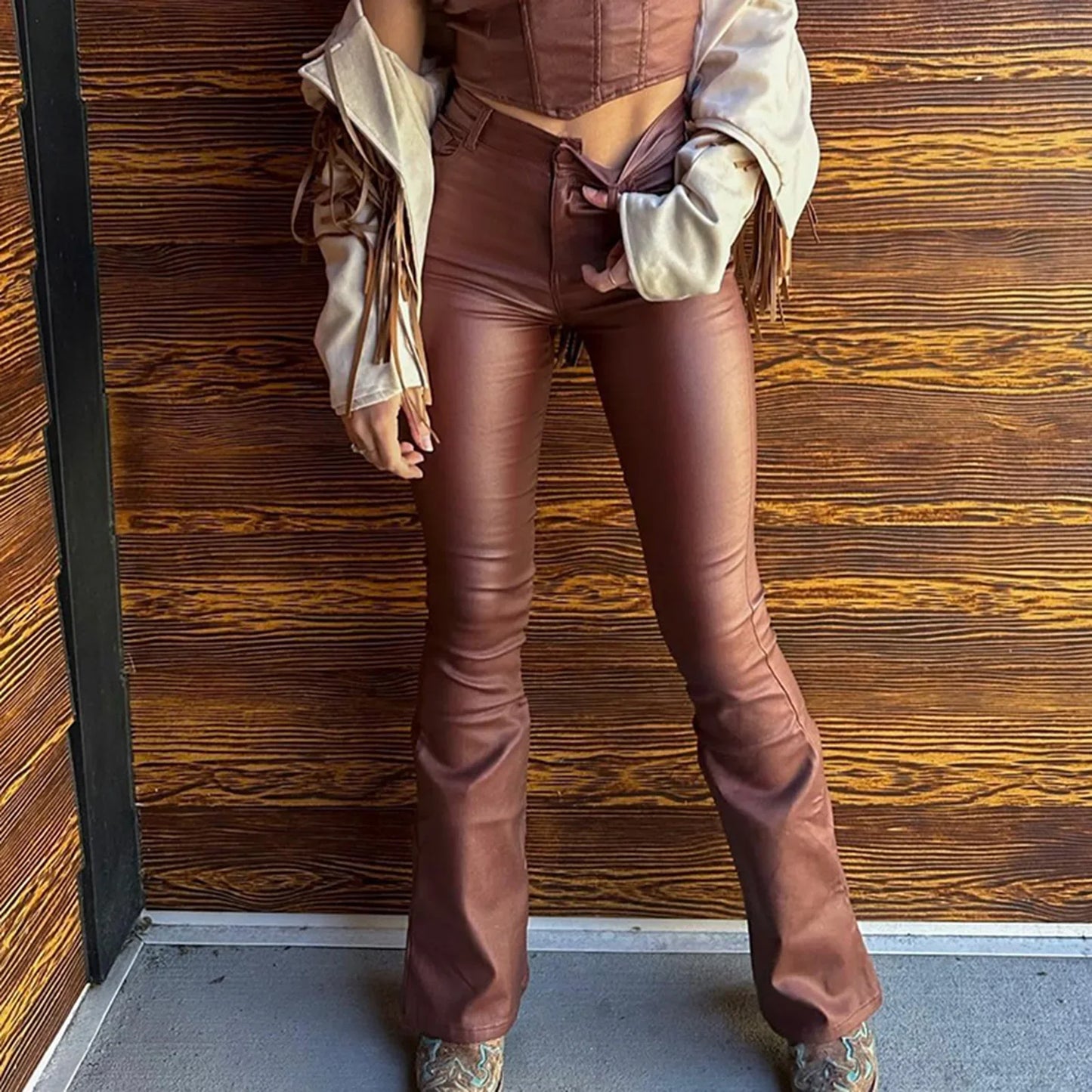 Faux Leather Flare Pants