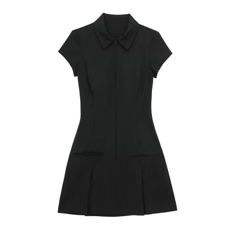 Shirt mini pleated dress